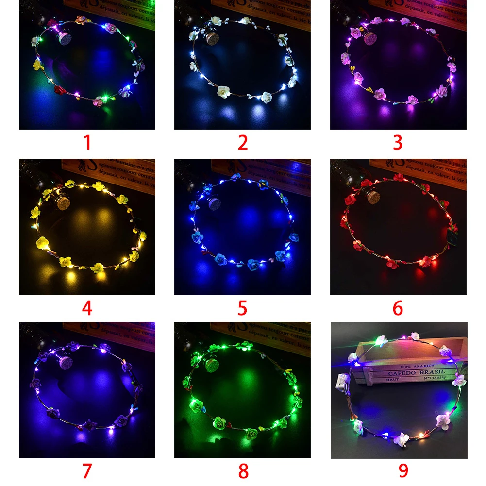 Женский венок для волос декоративный со светодиодной подсветкой вечерние