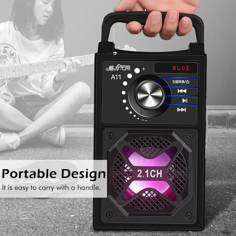 Karaoke Wireless Speaker 3D Surround Sound Multi-function bluetooth System Subwoofer Microphones Phone Holder 2500mAh | Электроника