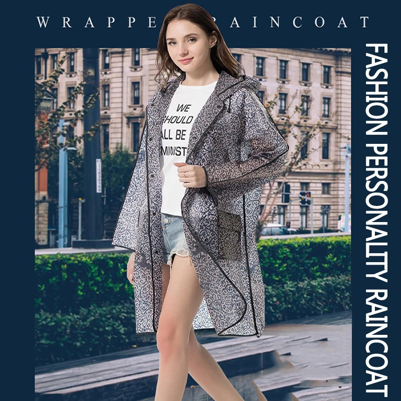 Модный женский прозрачный кружевной дождевик из ЭВА водонепроницаемый пончо с