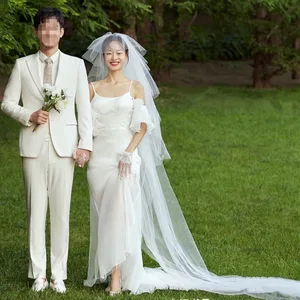 Новая многослойная Фея в Корейском стиле, Длинная фата с гребнем для невесты, модные аксессуары для невесты, свадебные фаты для невест