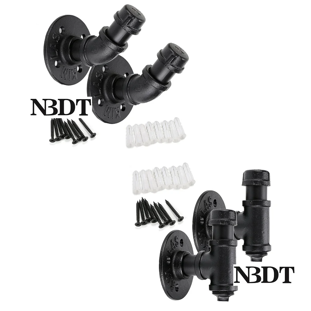 Robe Hook Pipe Towel Curtain Single Hook Diy Loft Industrial Iron Pipe Wall-mounted