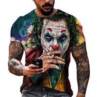 joker face 3d print mens t shirt clown pattern street male short sleeve tees summer casual all match oversize t shirts unisex