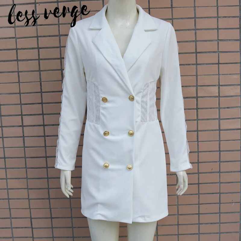 Женское офисное платье-блейзер lessverge белое платье с длинным рукавом и глубоким