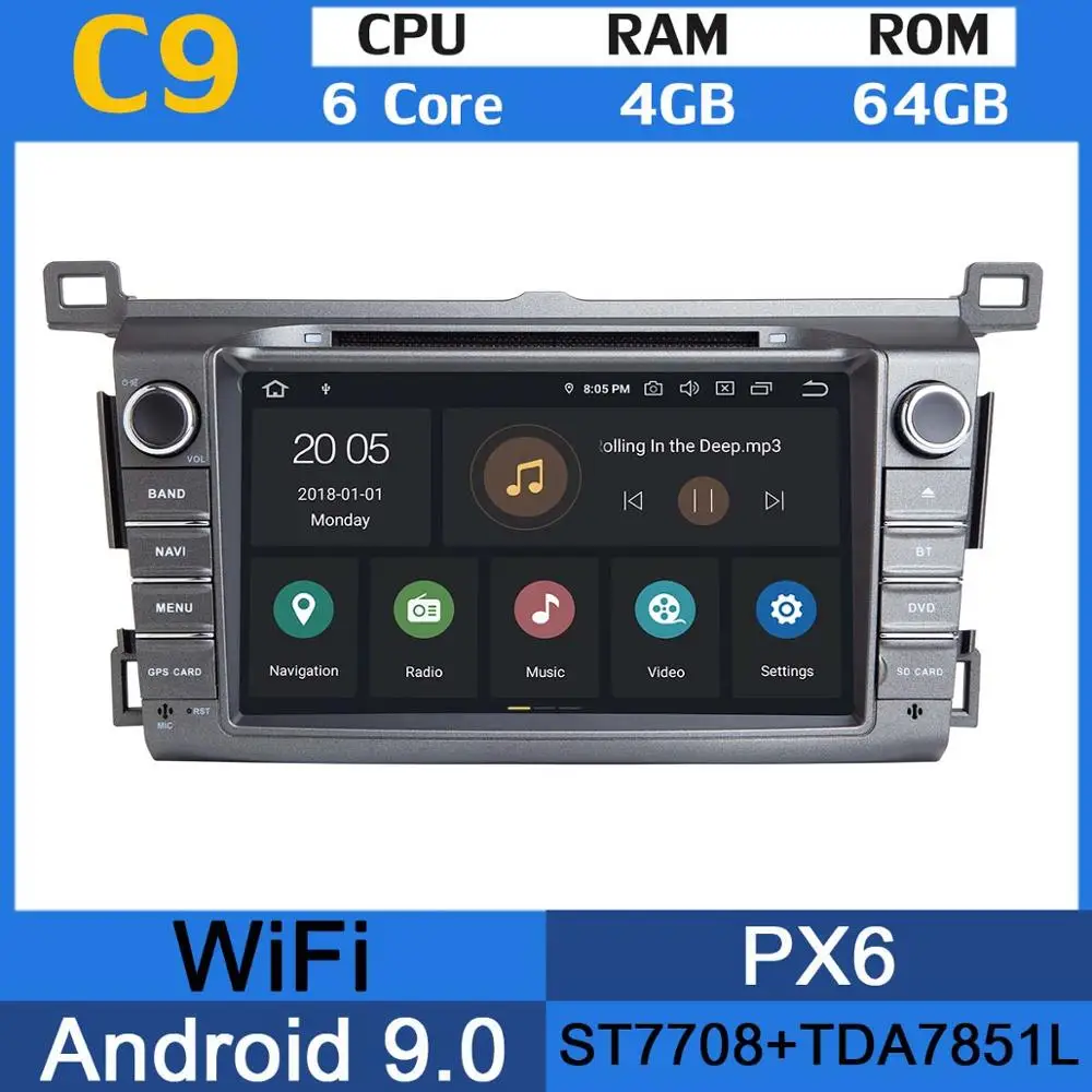 6Core 4G RAM 64G PX " PX6 4 Гб+ 64 ГБ Android 9,0 Автомобильный мультимедийный dvd-радио GPS для Toyota RAV4 для Toyota Previa RAV 4 2012 2013 DSP CarPlay - Цвет: 6Core 4G RAM 64G PX