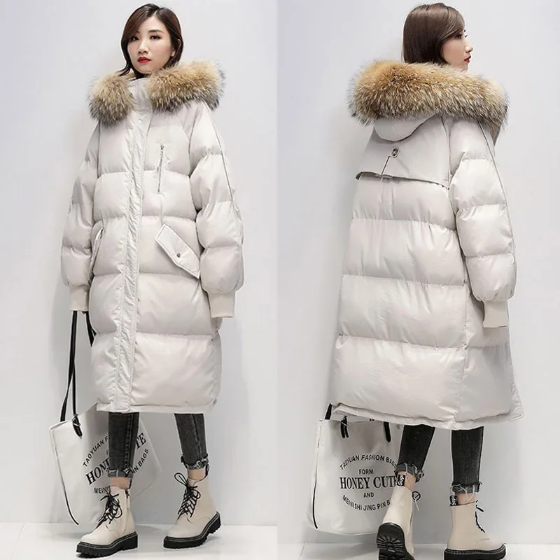 

New Winter Coat Women Beige Long Thick Warm With Hood Zipper Jacket Female 2021 Hot Jackets