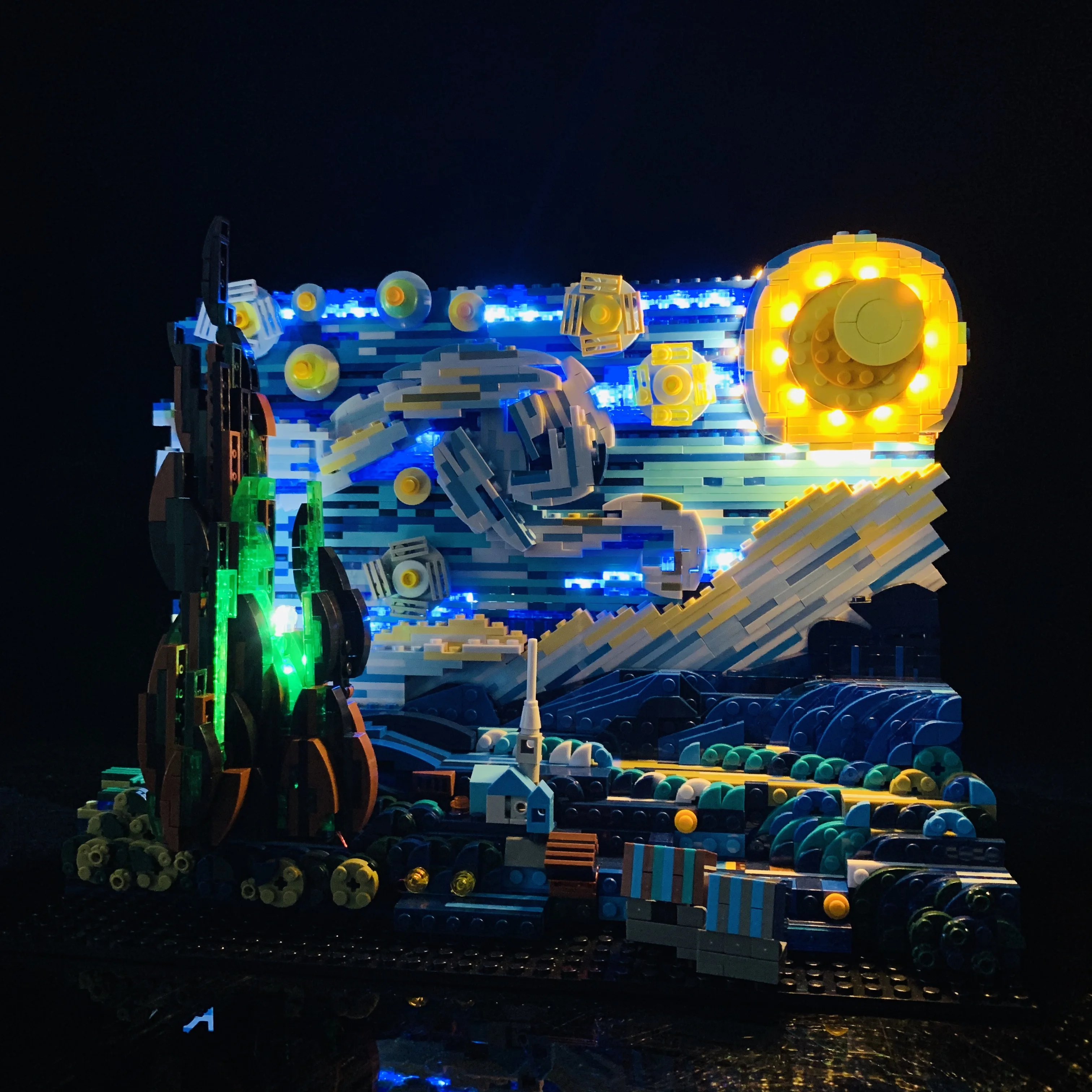 Juego de pintura de mosaico de Arte de p&iacute;xel MOC, piezas de luz, obra maestra del mundo, bloques de construcci&oacute;n, regalo para ni&ntilde;o-3