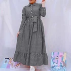 Винтажное женское осеннее платье-макси с длинным рукавом