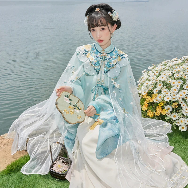 

Новая одежда Hanfu традиционная вышитая куртка Хань Танг песня мин династия сказочная легкость плащ 2022 китайский для женщин белый