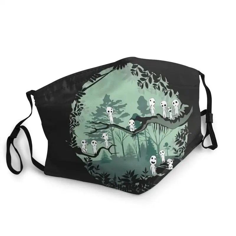 

Princess Mononoke Hime Reusable Unisex Adult Face Mask Adventure Manga Animation Kodama Protection Cover Respirator Mouth Muffle