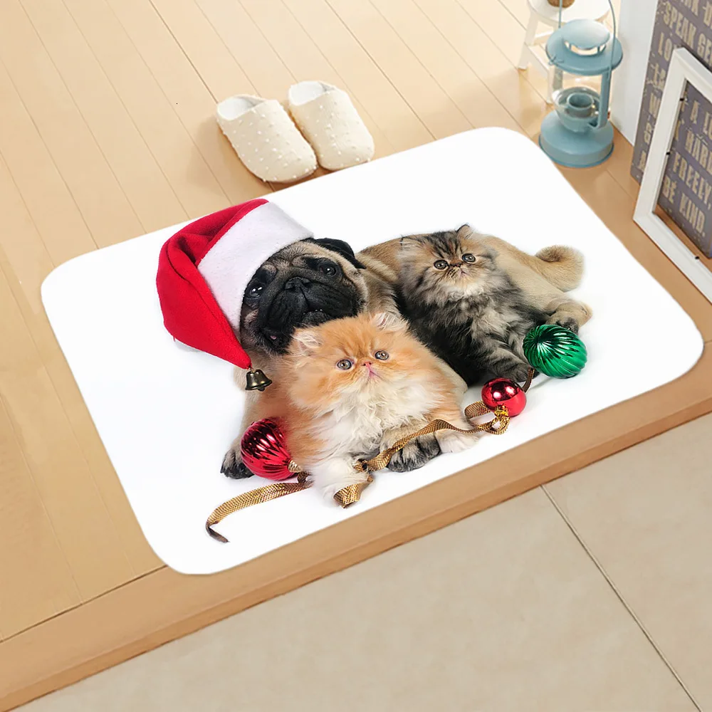 3D Рождественский коврик Kawaii Cat напечатанный ковер Противоскользящий коврик наружные коврики кухонные передние двери коврики Xmas Tapete Para Sala - Color: 9