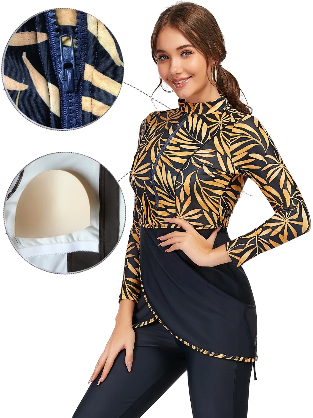 Мусульманские купальники Женский скромный хиджаб в стиле пэчворк спортивный