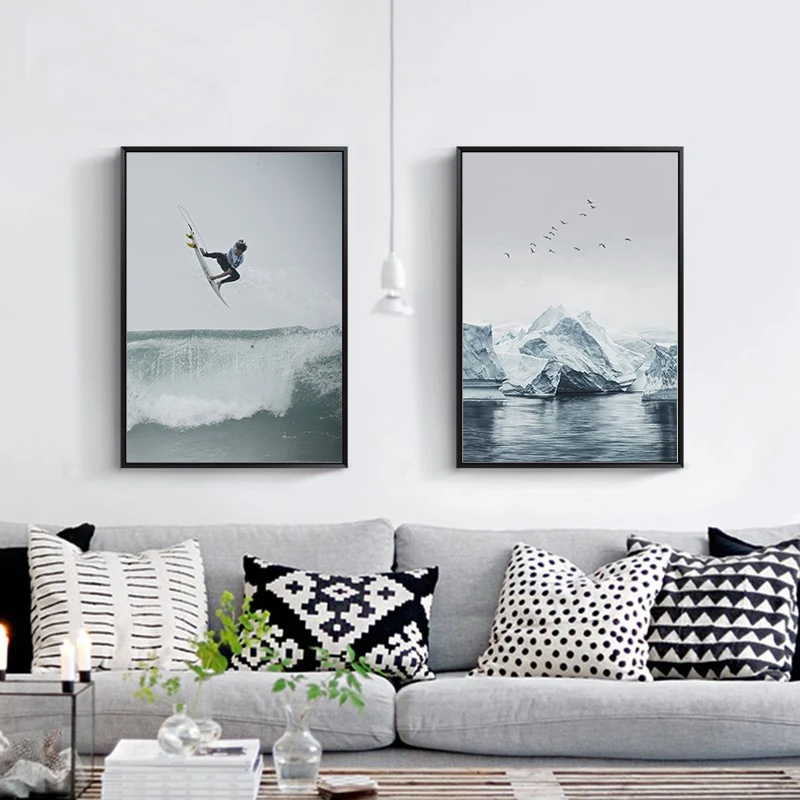 

Modern Minimalist Seaside Surf Ice Snow Landscape Canvas Painting Art Print Posters Pictures Wall Bedroom Living Room Home Decor