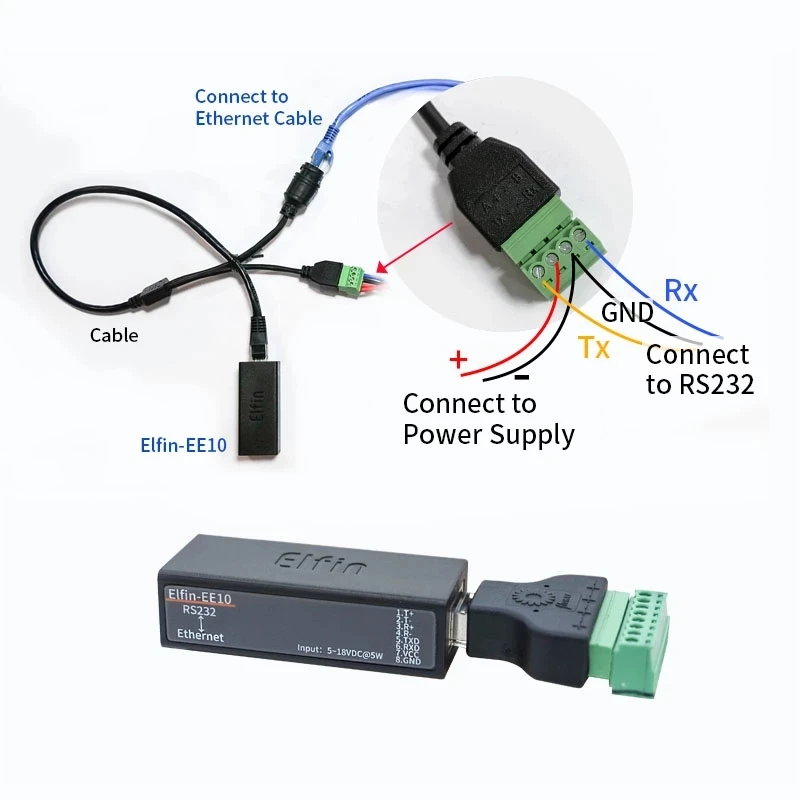 Модуль преобразователя последовательного порта RS232 для сервера Ethernet