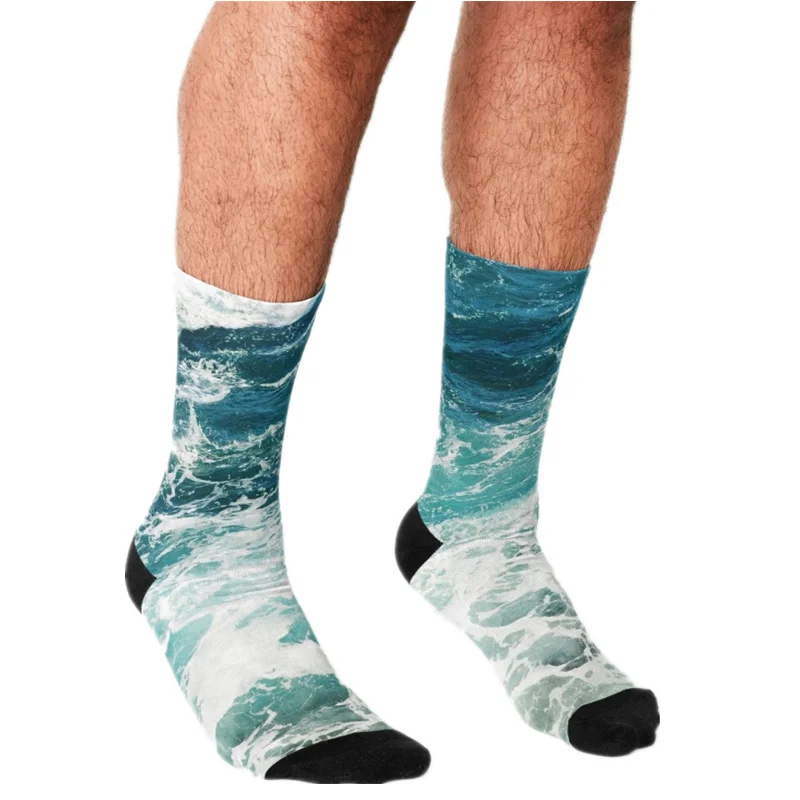 

Winter Funny Men Socks Dinosaurs In Space Printed harajuku Happy hip hop Man Socks art Novelty Crew Casual animal Socks