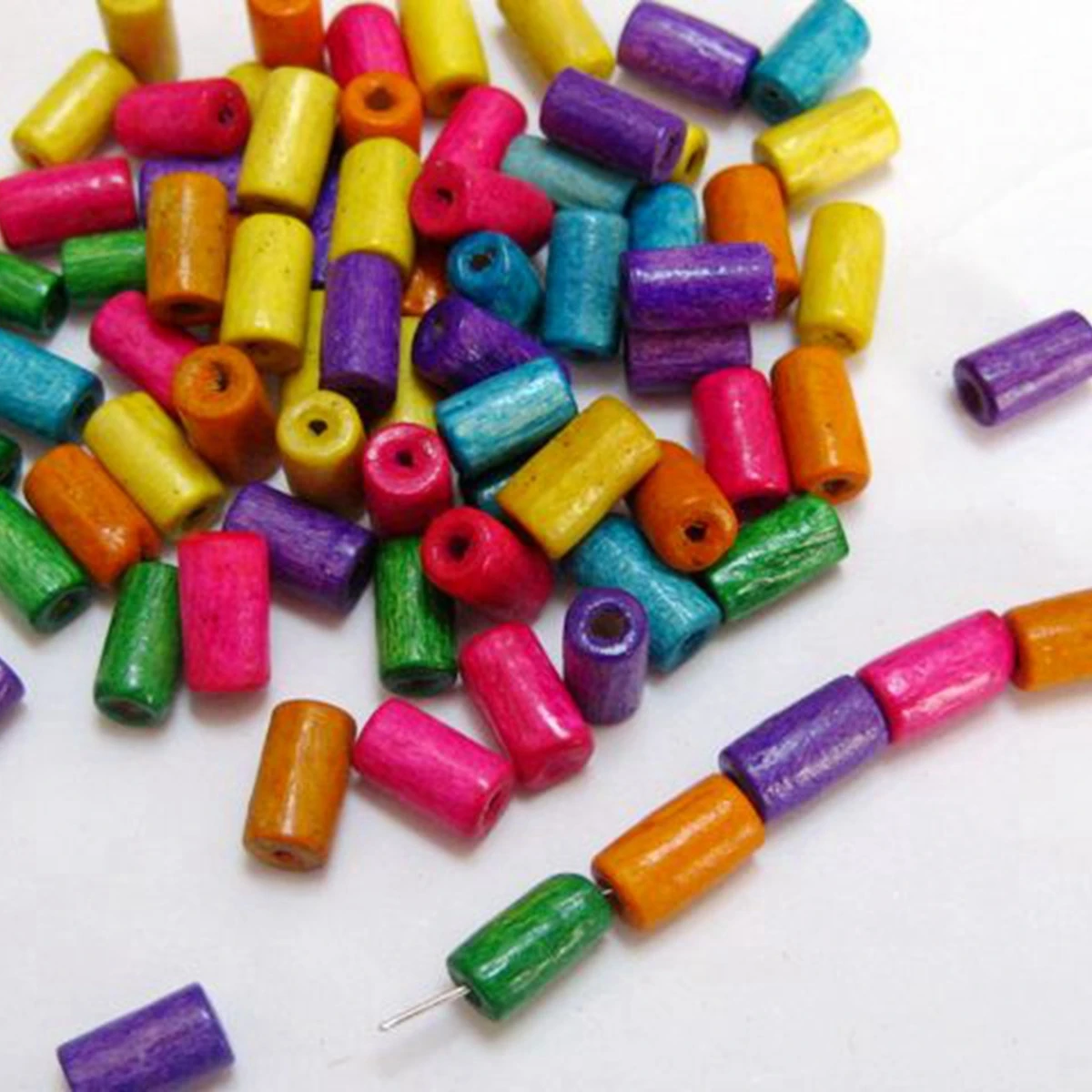 500 Mixed Color 4X8mm Tube Wood Beads~Wooden | Украшения и аксессуары
