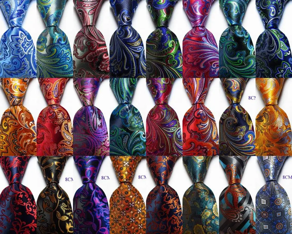 Новая Мода Цветочный Пейсли галстук мужской 8 см набор шелковых галстуков