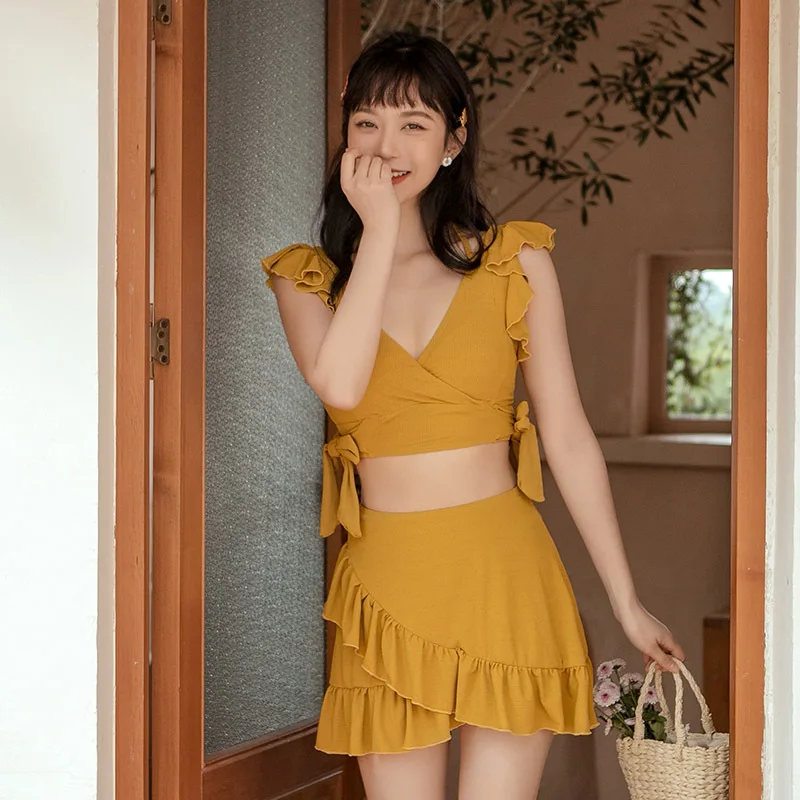 

Tankini Swimwear For Women 2021 Sexy Swimsuit Female Separate Korean Plus Size Hot Style Bathing Suit New Skirt Falbala