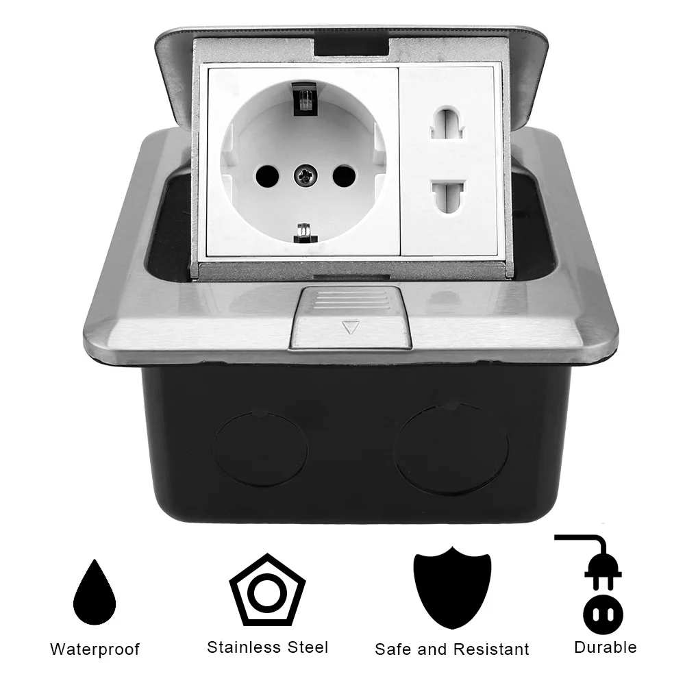 Розетка напольная из нержавеющей стали универсальная розетка европейского