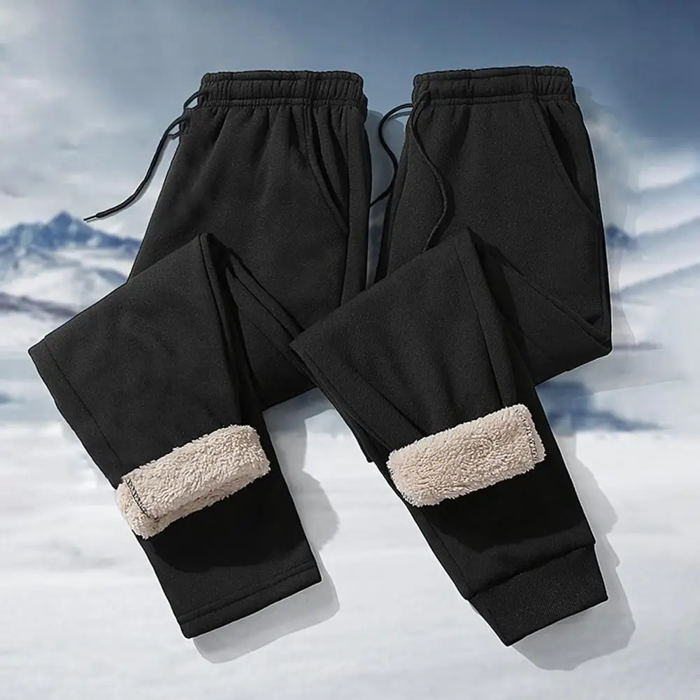 

Men Pants Trousers Winter Men Plush Liner Sweatpants Solid Color Drawstring Sports Trousers Pants Casual Pants Pants For Men