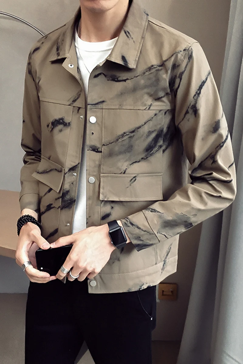 

Spring And Autumn New Jacket Men Korean Version Of The Irregular Printing Casual Jacket Handsome British Slim Short Coat