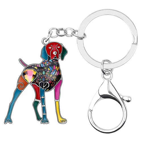 Bonsny Enamel Alloy Rhinestone Floral Doberman Dog Key chains Key Rings Car Purse Bag Decorations Keychains For Women Girls Gift - Цвет: Multicolor