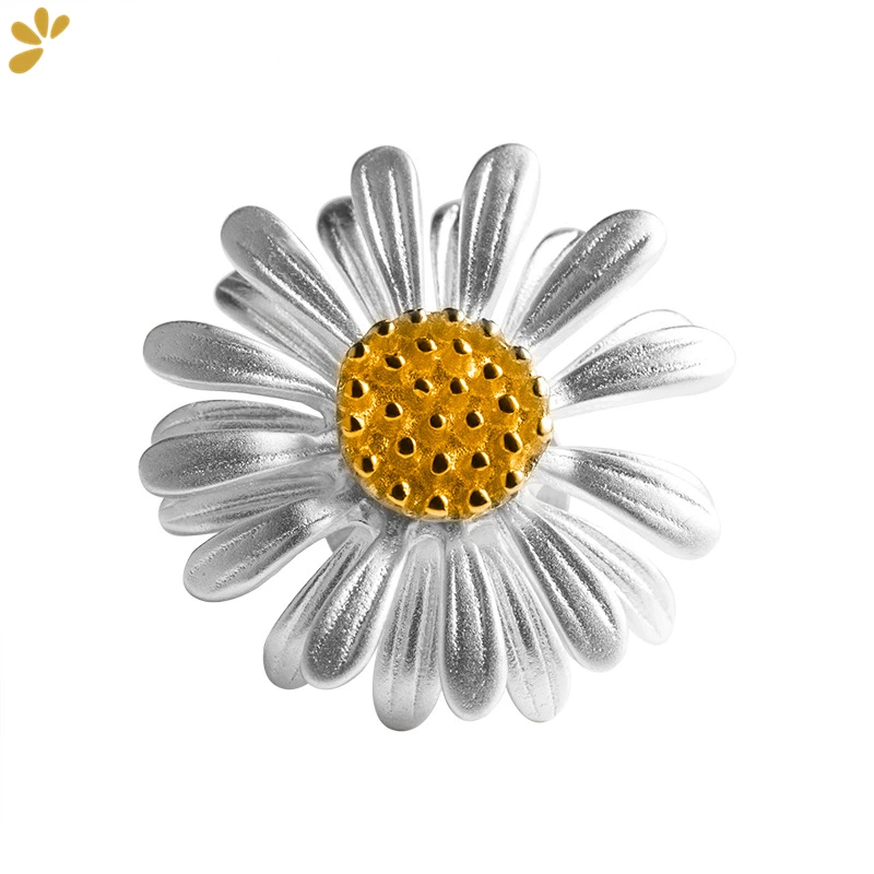 

925 Sterling Silver Daisy Flower Brooch Fine Jewelry For Women Cute Romantic Elegant Pin Brooches Simple Trendy Gift Party