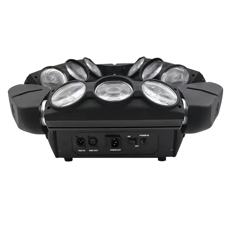 Светодиодная Подвижная головка паука с девятью глазами вращающийся лазерный луч