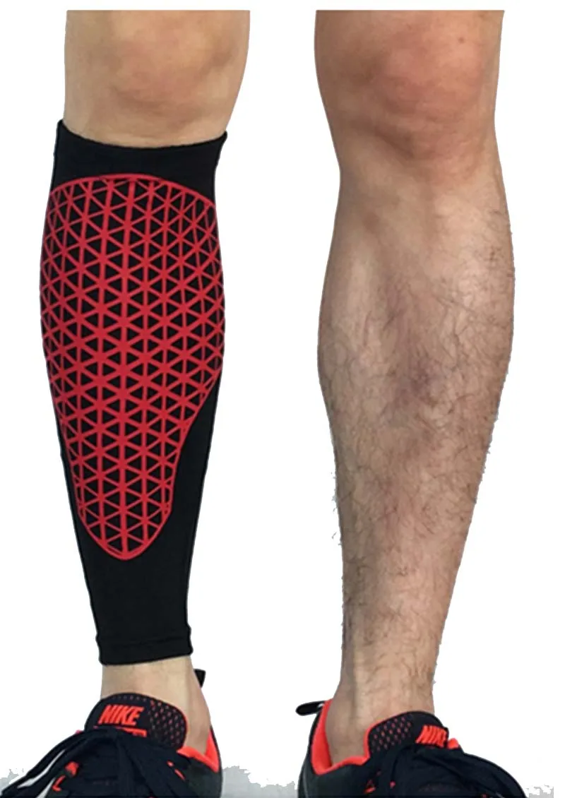 Black with red 1 шт. до середины икры Поддержка сжатия ног рукава бег спортивные носки голени шину для прогулок на свежем воздухе, бандаж Обёрточная бумага колено Поддержка - Цвет: Black with red