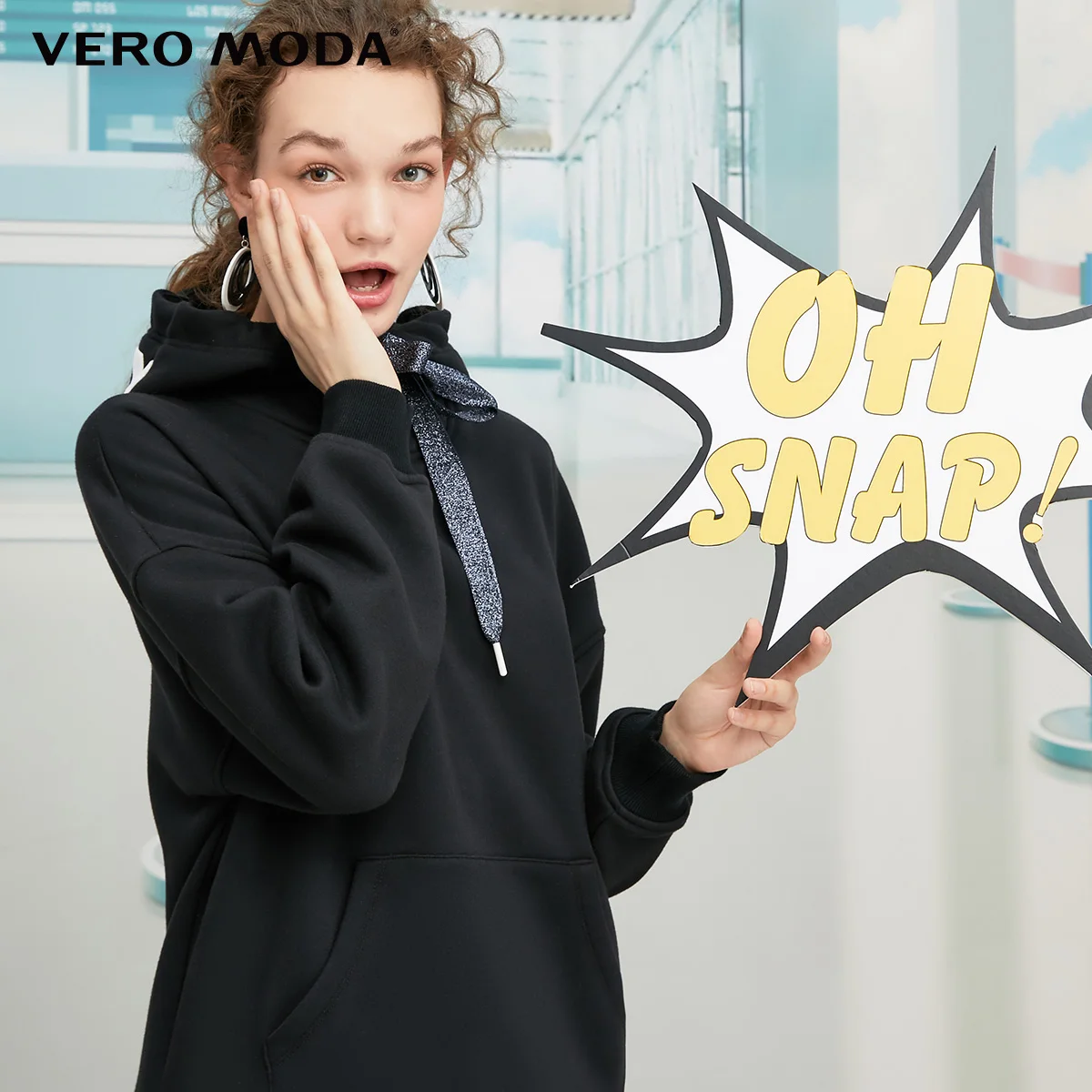 Black Vero Moda Новые поступления Ins стиль сплошной удобный толстовка с капюшоном | 319433506 - Цвет: Black