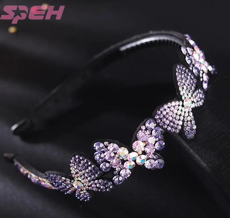 

Корейская повязка на голову с бабочкой, простая и модная Шпилька, чешский алмаз, головной убор, Женский Полный алмаз