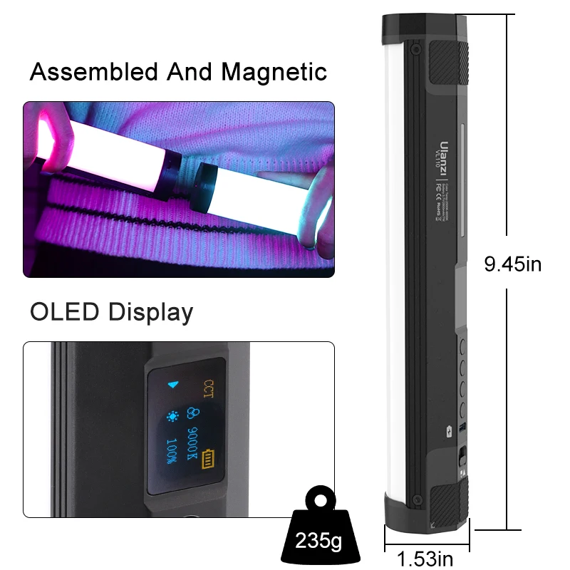 Ulanzi VL110 RGB Светодиодная лампа-трубсветильник для видеосъемки полноцветная