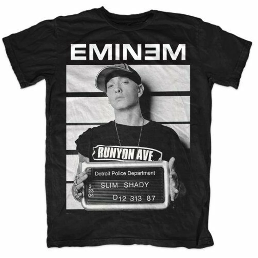 Eminem Arrest Mugshot фото тонкая тенистая рэп музыка мужская черная футболка больше