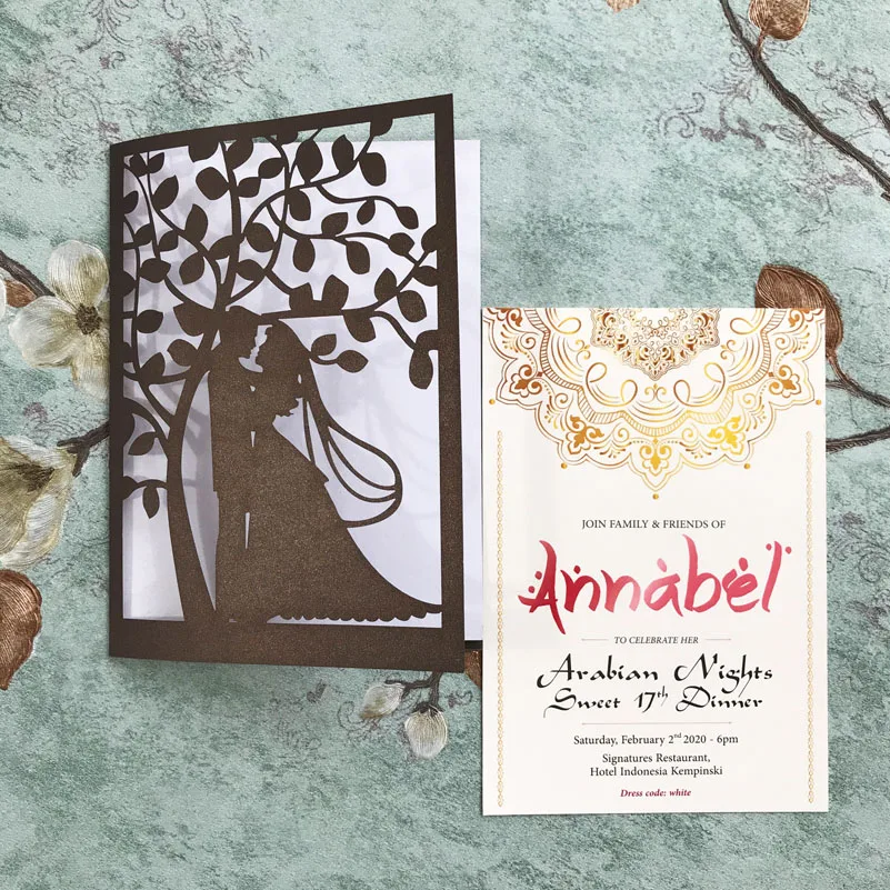 Пригласительная открытка тема на День святого Валентина украшение жемчужная