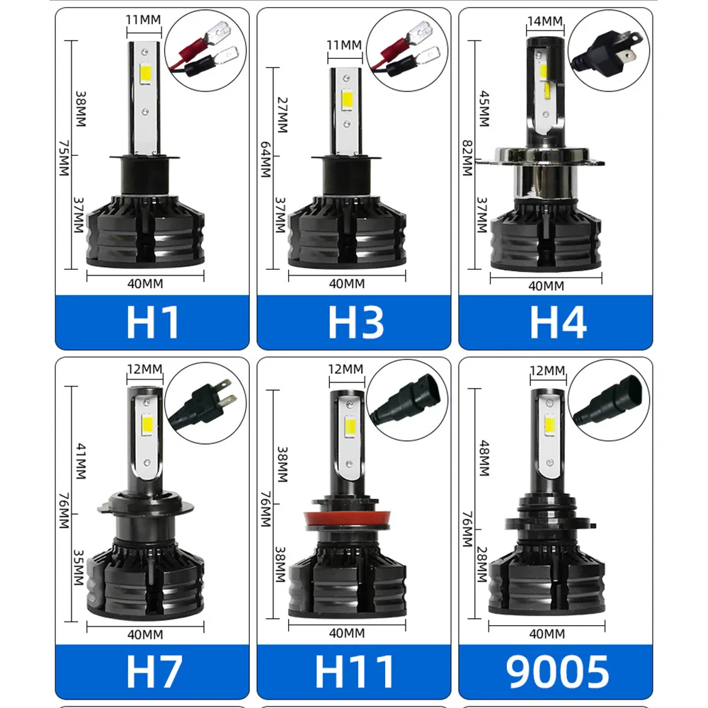 

YHKOMS H11 9005/HB3 9006/HB4 LED Car Fog Light Headlight Bulb 3 Colors Headlamp 3000K 4300K 6500K H1 H3 H4 H7 H8 H9 880 881 H27