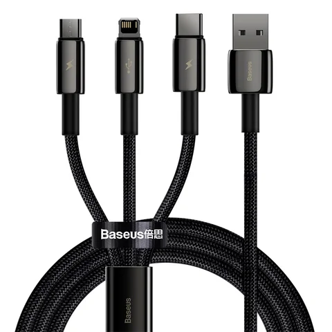 Baseus 3 в 1 USB Type C кабель для iPhone 12 Pro Max Micro USB Android мобильный телефон кабель для Samsung Xiammi USBC провод для передачи данных Шнур