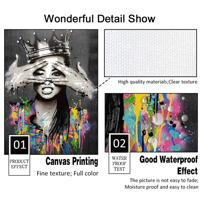 

Portrait Picture Canvas Painting Figure Wall Art Graffiti Home Decor Abstract Women Pictures Graffiti art Pop Posters and Prints