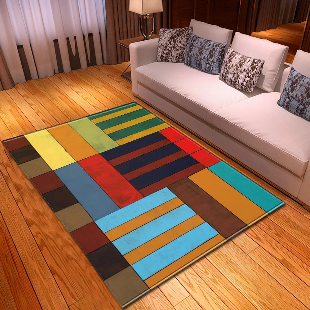 

Modern Children Carpet For Living Room 3D Geometric Pattern Kids Room Bedroom Rug Decorations Home Hallway Floor Bedside Mats