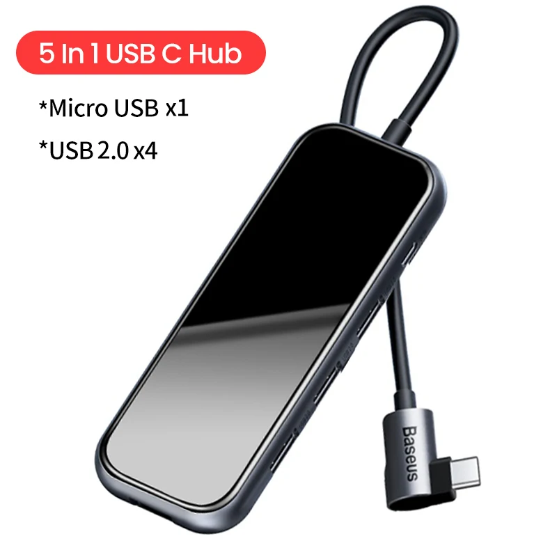 5 In 1 USB 2.0 Hub Baseus USB-C Тип C концентратор HDMI RJ45 Мульти USB 3,0 адаптер для MacBook Pro Air док-станция USB C концентратор с Беспроводной Зарядное устройство для наручных часов iWatch - Цвет: 5 In 1 USB 2.0 Hub