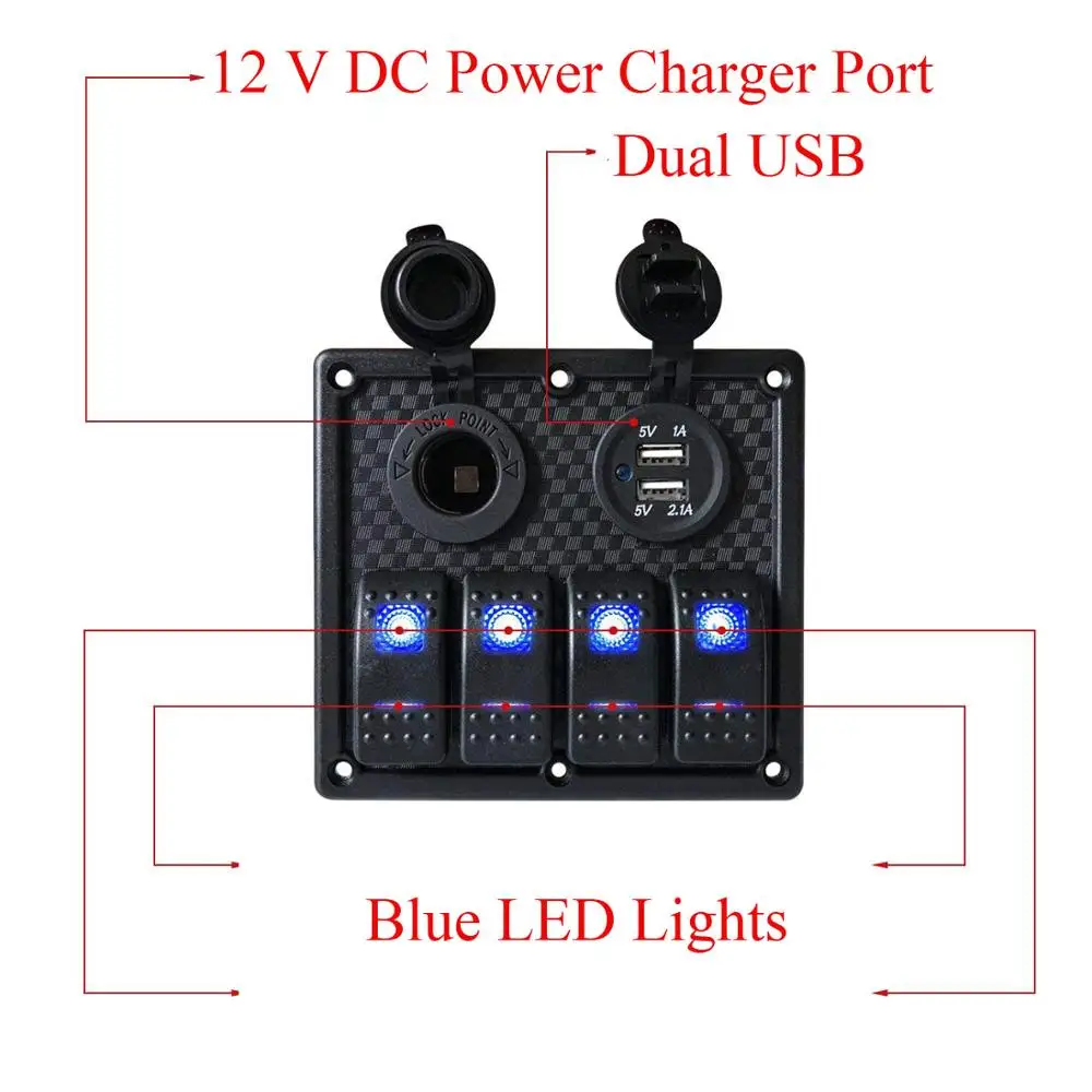 4 банды цепи светодиодный ЛОДКА кулисный переключатель Панель с предохранителем