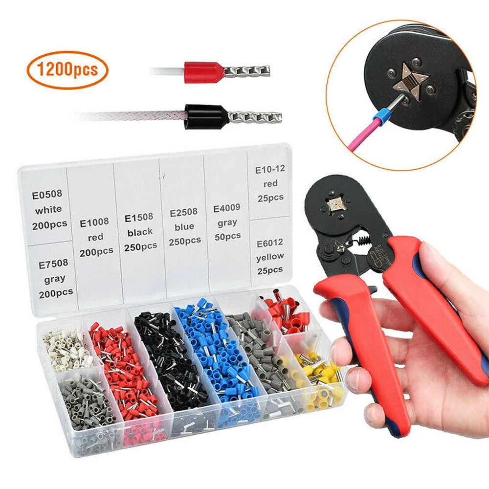 

NEW 2021Newest Hot Sale 1200pcs/Set Crimp Tool W/ Bootlace Ferrule Crimper Plier Wire Terminal Block Connector Set