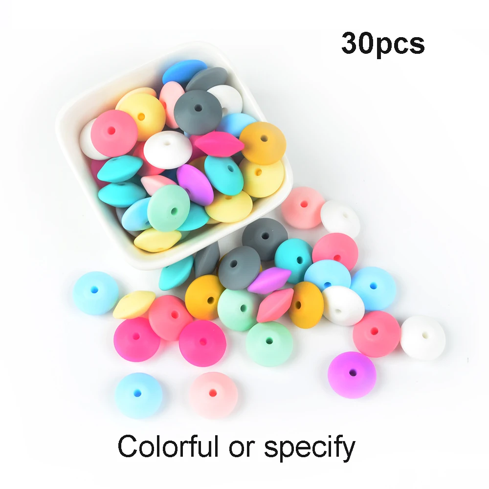 Multicolor LOFCA 30 шт 12 мм силиконовый чечевица бисер ребенок Прорезывание Зубов Бисер BPA-Free пищевого качества делая ребенка уход за полостью рта соска цепь аксессуары - Цвет: Multicolor