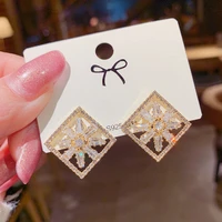 new luxury fashion round dangle drop korean earrings for women big snowflakes shape gold earring for women 2021 jewelry
