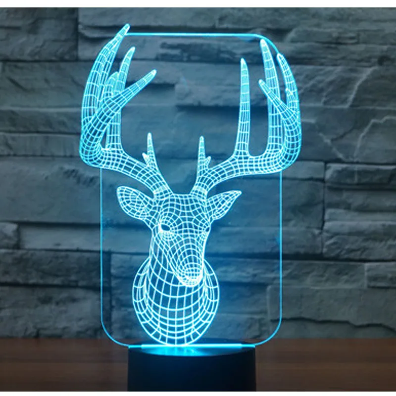 3D светодиодный ночной Светильник олень с 7 цветов светильник для украшения дома