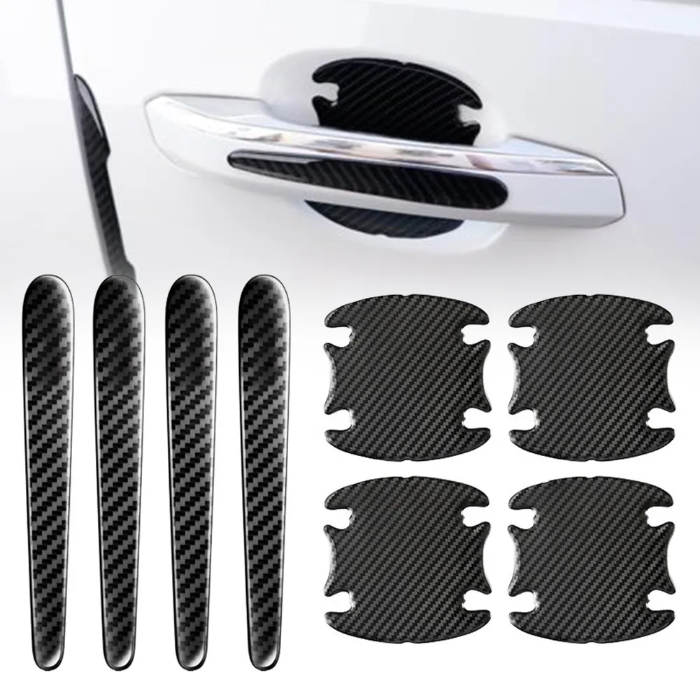 

8Pcs Universal Carbon Fiber Car Door Handle Sticker Auto Handle Protection Cover Anti Scratch Stickers For Chevrolet BMW Benz