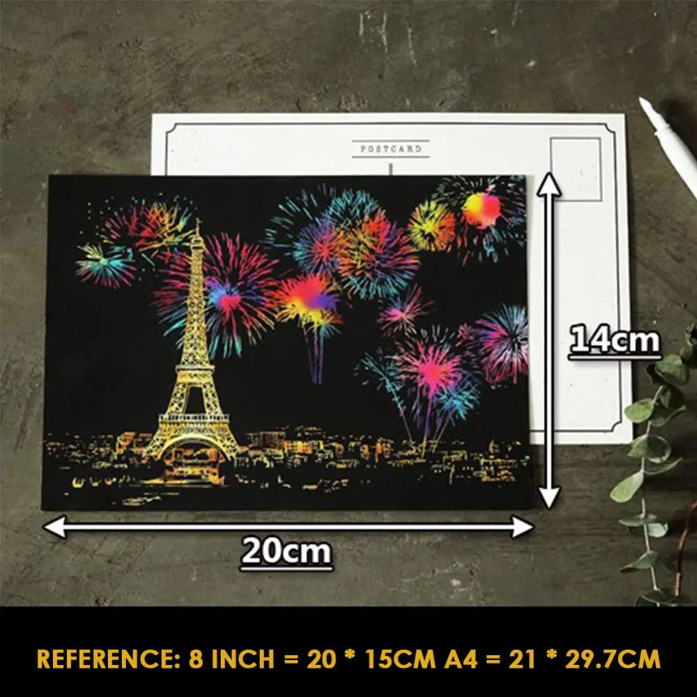 21*15cmMagic Scratch Art Crafts World landscript картины бумага для взрослых декомпрессионные игрушки