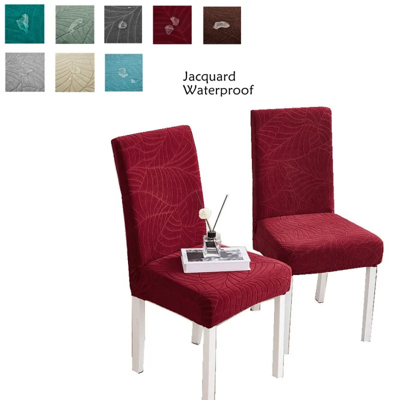 

Waterproof Jacquard Slipcover Removable Chair Seat Spandex Stretchable Solid Color High Quality Wedding Hotel use
