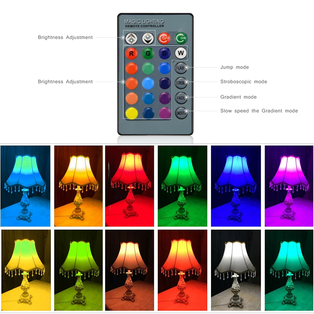 Светодиодный RGB светильник E27 16 цветов волшебный светодиодный E14 110 В 220 85 265 в