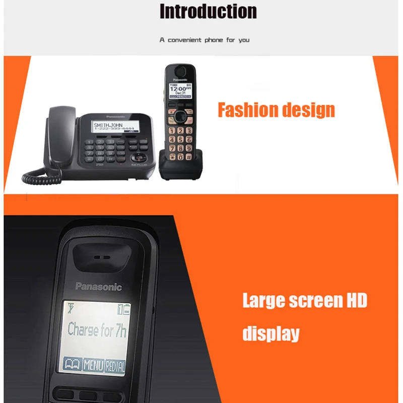 1 9 ghz digital cordless phone with answer machine handfree voice mail backlit lcd wireless telephone for office home black free global shipping