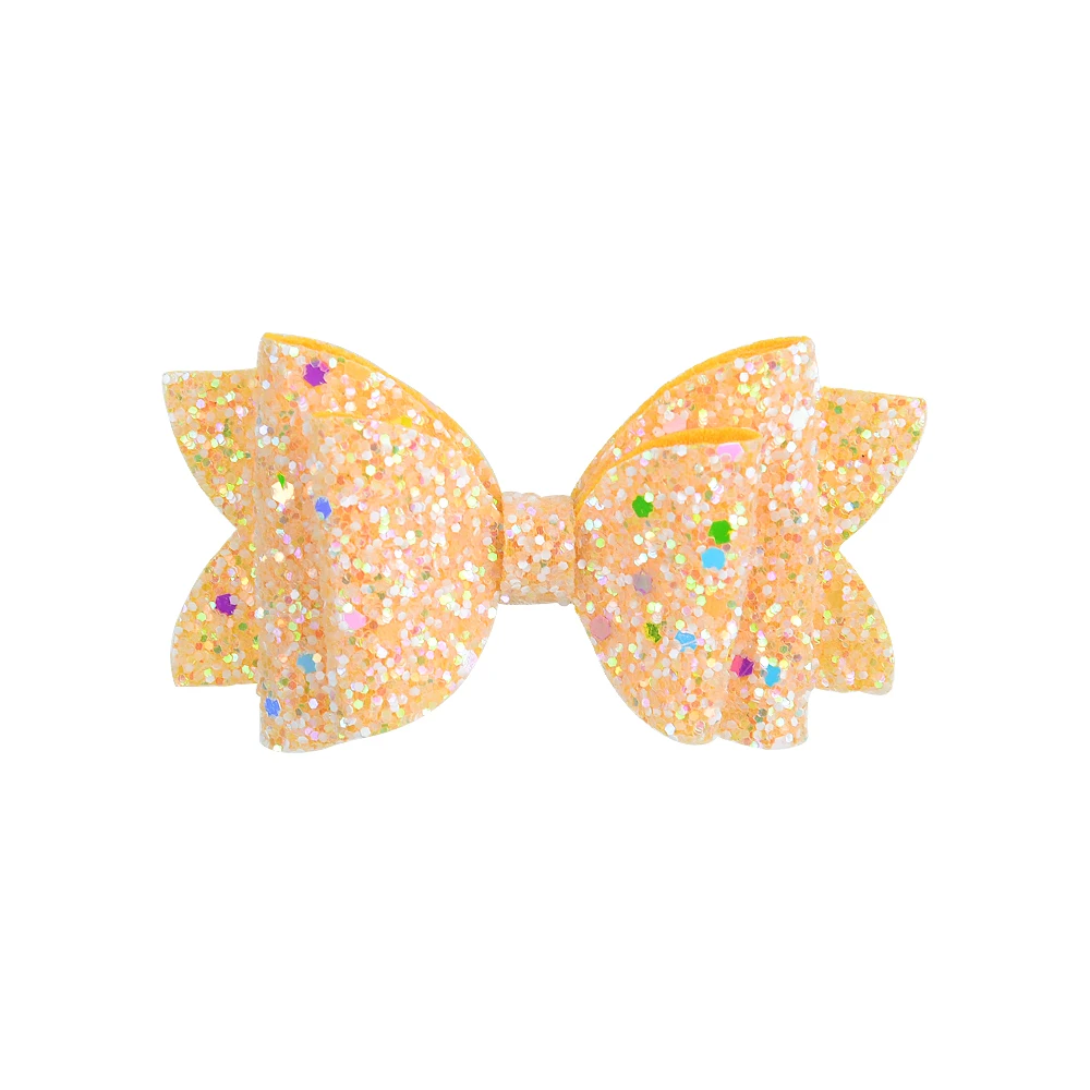 Новинка 3 4 дюйма однотонные блестящие банты для волос Сияющие заколки детей