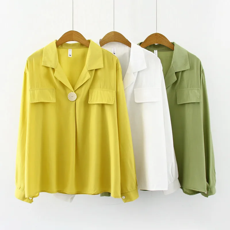 Новинка 2020 весенне осенние модные рубашки однотонные женские блузки с